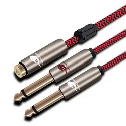 Аудио кабель Mini Jack Женский 3,5 мм до двойной 6,35 мм Мужской Для динамик аудио провод мощность усилители домашние микшерный пульт TSR кабель 0,75 м