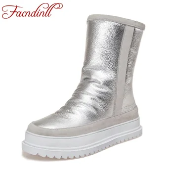 

FACNDINLLwomen winter snow boots shoes flats with platform shoes woman casual ankle boots real fur high quality ankle boots