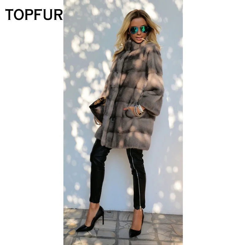 TOPFUR, новинка, модное зимнее женское пальто, натуральный мех, пальто для женщин, натуральный мех норки, верхняя одежда и пальто с поясом, базовые куртки