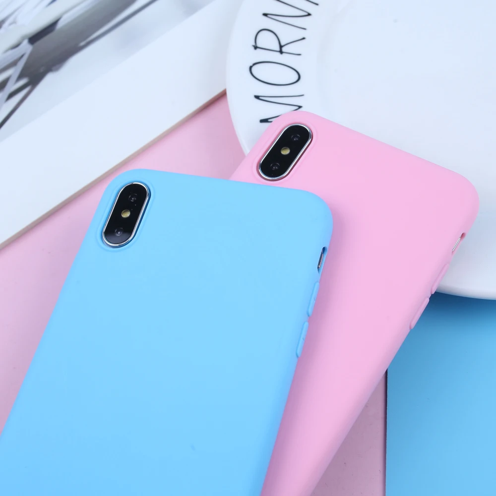 

Candy Color Silicone Case For iPhone XS Max Case For XR 6 6s 7 8 Plus X 5s SE Ultra thin Frosted Smart Soft TPU CASE Back Cover