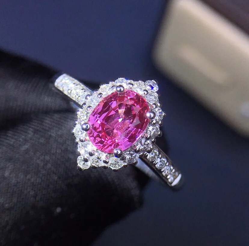 

Fine Jewelry Real 18K White Gold 100% Natural Unheat 1.04ct Pink Sapphire Gemstones 18k Sapphire Diamonds Female Wedding Rings