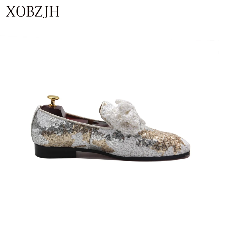 XOBZJH итальянская модель лета 2019 мужские роскошные свадебные белые Лоферы для