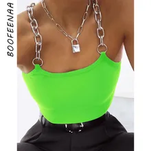 BOOFEENAA, с цепочным ремешком, в рубчик, вязаный сексуальный короткий топ, летняя женская неоновая одежда,, уличная одежда, Rave Festival, топы, C70-G56