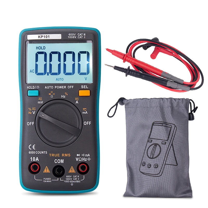 

DC /AC Voltmeter Digital Ammeter Capacitor Tester Probes Pocket Electric Meter Voltage Indicator 6000 Count True RMS ESR Meter