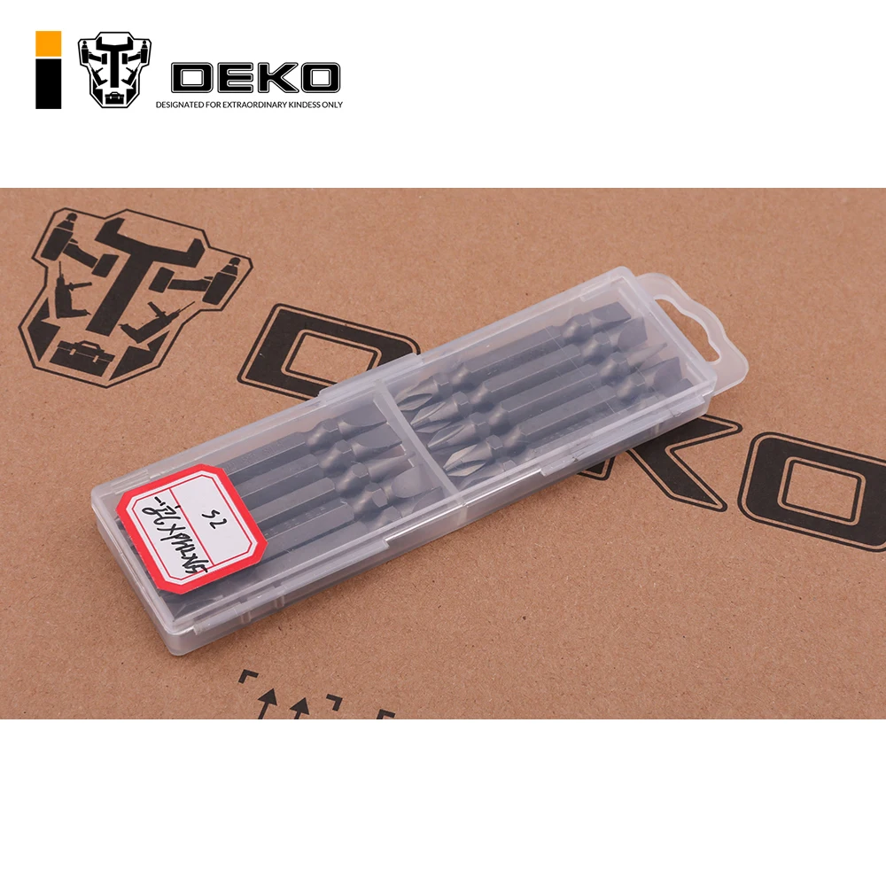 DEKO SCRE05 10 шт., безопасность, бит, шестигранная отвертка, бит S2, сталь, 1/4 дюймов, шестигранный хвостовик, набор драйверов, длина 65 мм