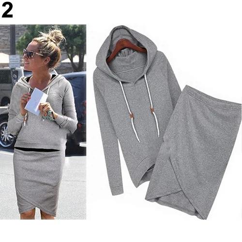 المرأة عارضة بدلة رياضية هوديس البلوز + تنورة غير النظامية 2 قطع تعيين المرأة عارضة بدلة رياضية هوديس البلوز + تنورة غير النظامية 2 قطع تعيين