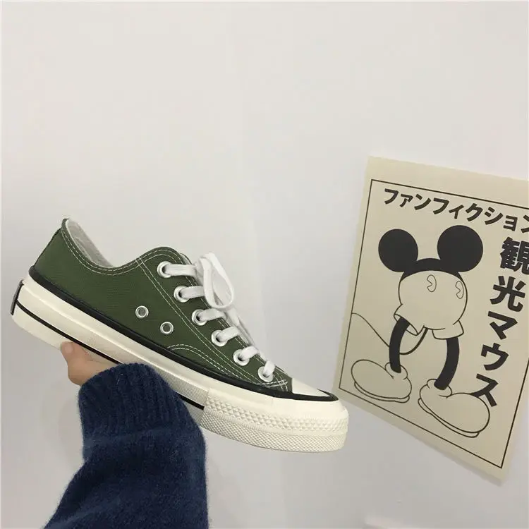 

TRILEINO NEW 1970S Haze blue Men Women's Skateboarding Canvas Shoes unisex Olive green low top Anti-Slippery Classic Sneakers