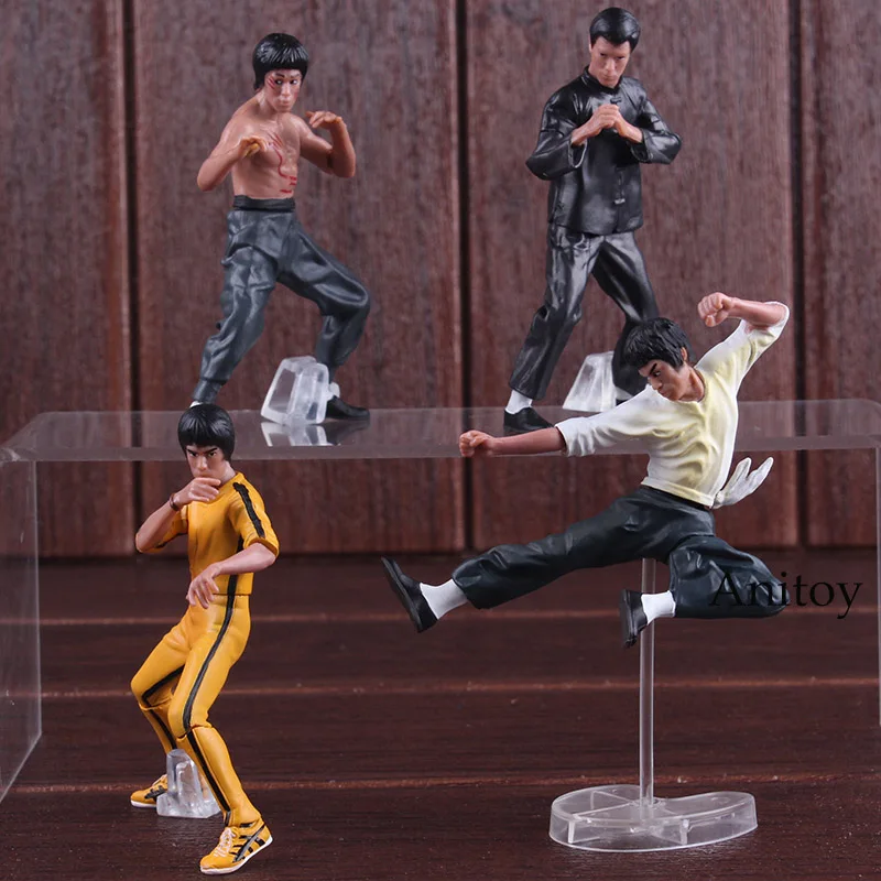 Free Shipping Cool Bruce Lee Kung Fu PVC Action Figures Collection Toys 4pcs/set New in Box OTFG070