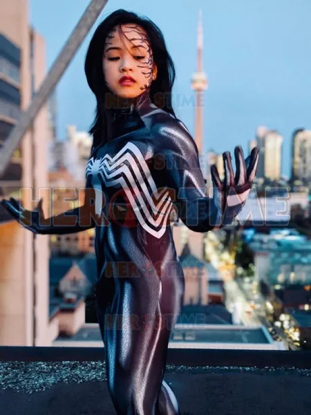 3D принт Venom She-Venom Anne Weying Spider-Woman черный симбиот Веном Spider-man костюм Spider-Girl лайкра Человек-паук Zentai