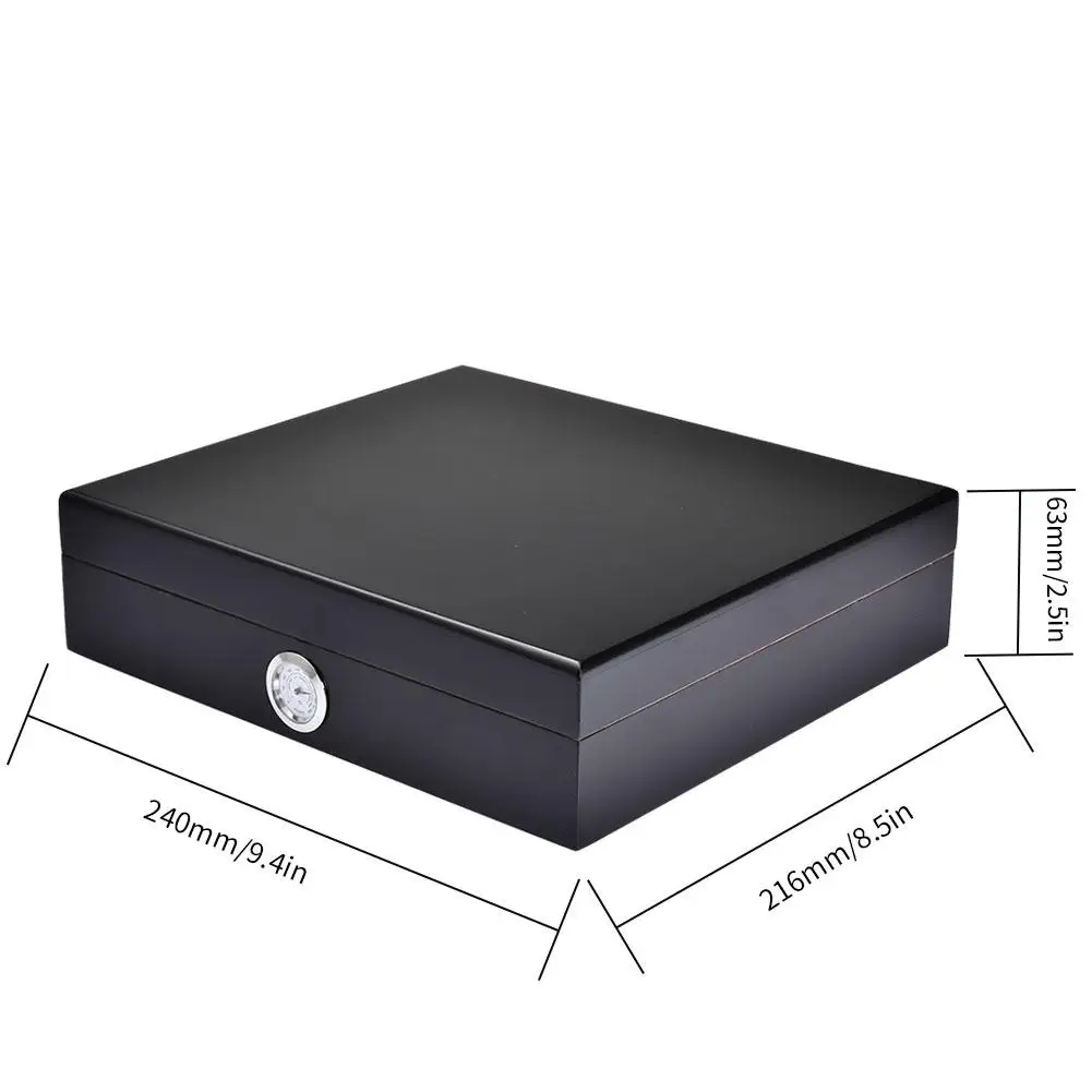 Black Portable Cedar Wood Travel Humidor Cigar Box Cigar Case Hygrometer Humidifier Cigar Humidor Box