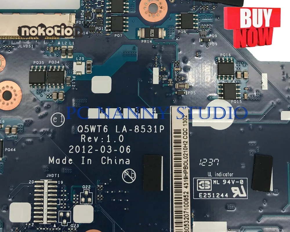 Placa-mãe do Portátil Nbc0y11001 para Acer Pananny Aspire Mainboard Q5wt6 La-8531p Ddr3 Testado E1-521 E1-1200 - Imagem 4