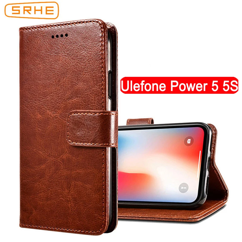 SRHE ل Ulefone الطاقة 5 حالة غطاء جلد الوجه مع المغناطيس المحفظة غطاء ل Ulefone الطاقة 5 S Power5 حالات