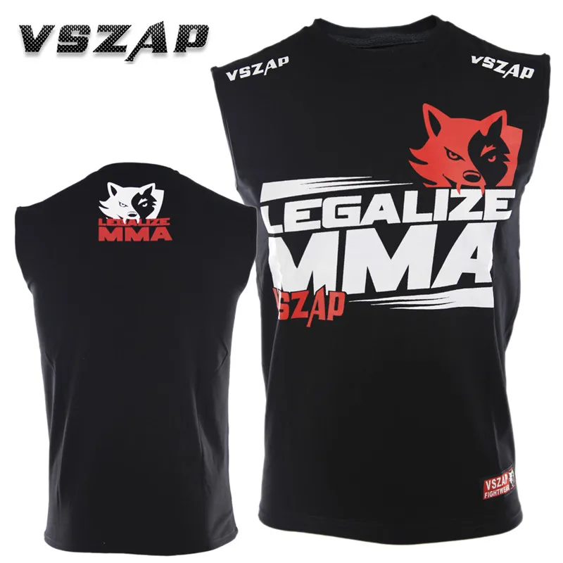 

VSZAP Cotton Sleeveless MUAY THAI jersey THAI boxing short sleeve T-shirt for MMA fitness elastic fighting Gym fighting shirts