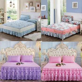 

Bedspread Coverlet sets Pillowcases - Hypoallergenic, Box Stitched Down Alternative Bed Skirt (King, Blue)