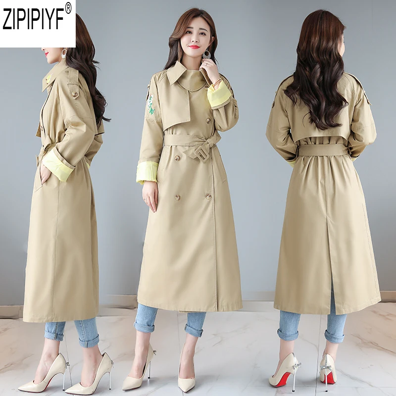 Coupe 2018 Automne vent Mince picture Coréenne Tempérament Couleur Mode Casual Femmes Slim Avec Picture C2215 Trench Color Long Taille Solide Sash Color Nouvelle De 5Lq4ARjSc3