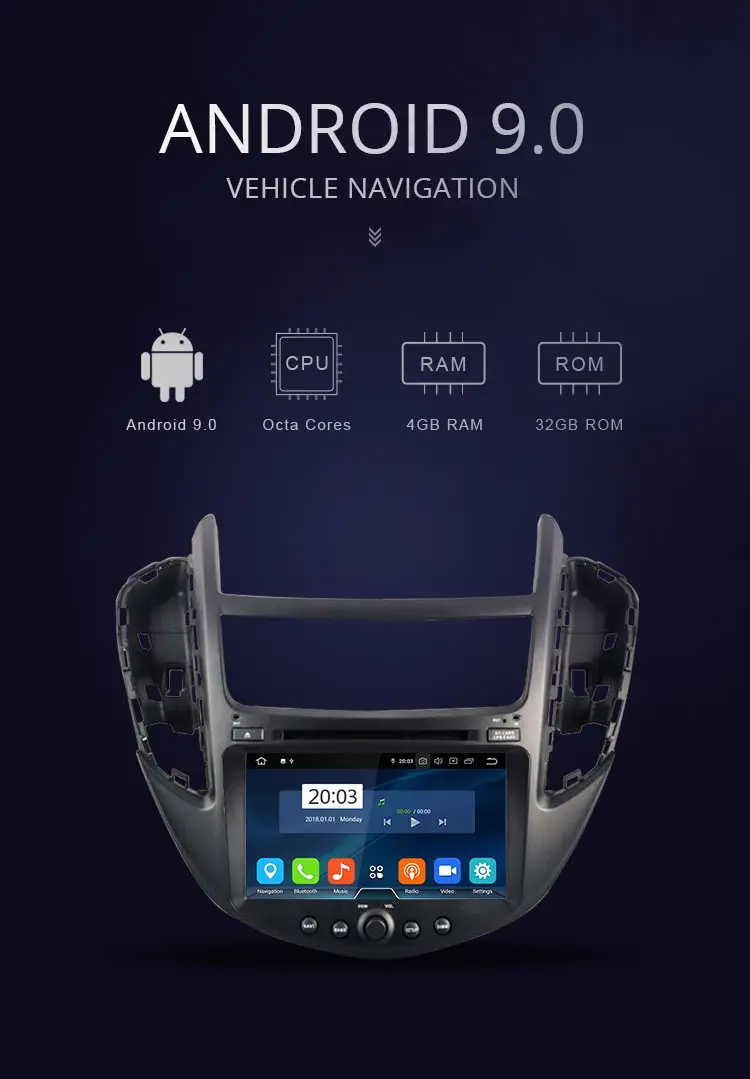 Flash Deal DASTON Android 9.0 Car Multimedia Player For Chevrolet Trax Tracker Holden 2013-2017 2Din Car Radio GPS Stereo DVD 4G+32G 8 Core 1