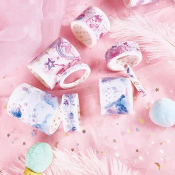 

4 Pcs/pack Lovely Starry Sky Unicorn Washi Tape DIY Decoration Scrapbooking Planner Masking Tapes Stationery Label Stickers