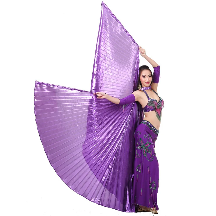 Крылья для танца живота Isis, 240 градусов, 14 цветов, включая сумку и палочки, реквизит для выступлений на сцене, аксессуары для танцев, египетские золотые крылья - Цвет: Purple