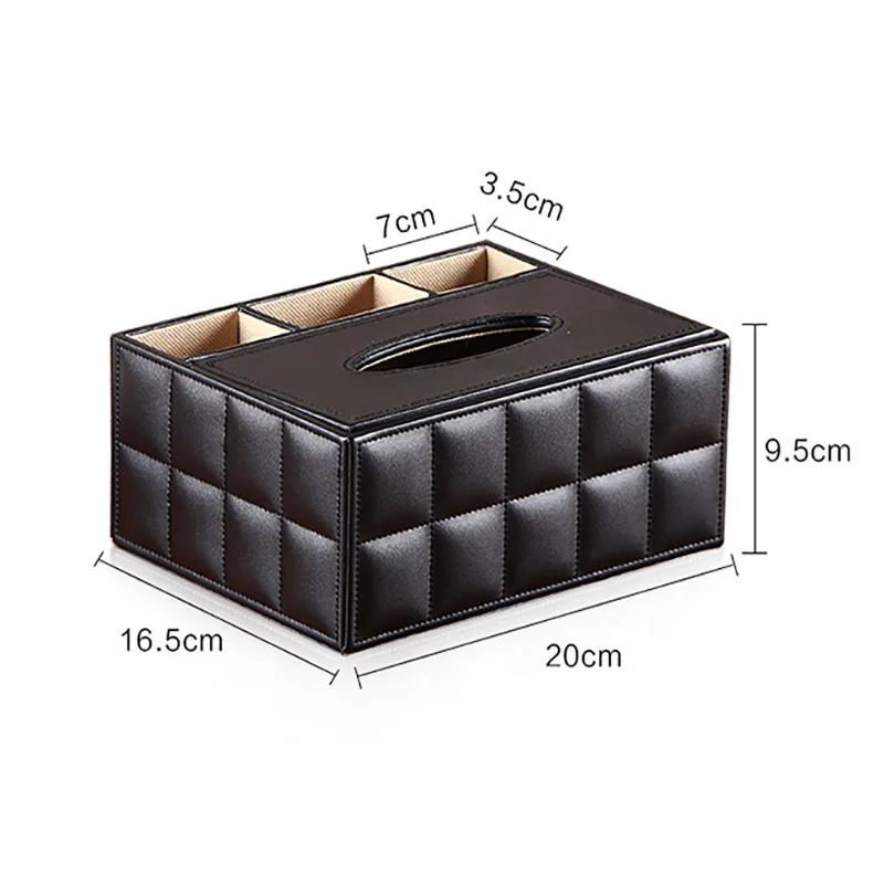 MICCK Tissue Box PU Leather Multifunctional Napkin Phone Remote control holder wooden Storage Box Desk organizer Container