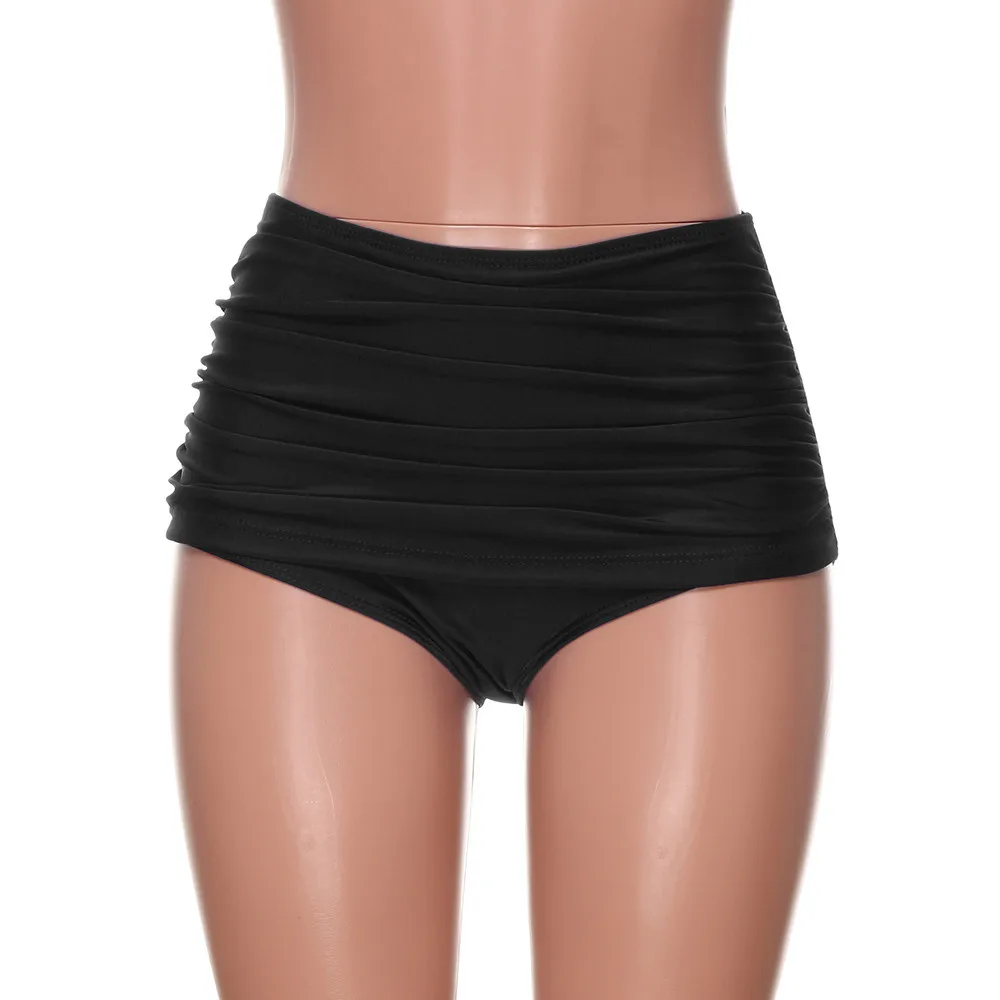 

Swimwear Women Plus Size Ruched Swimming Suit Wrapped Hip Pantskirt Briefs Braga Beachwear High Waist Bottoms