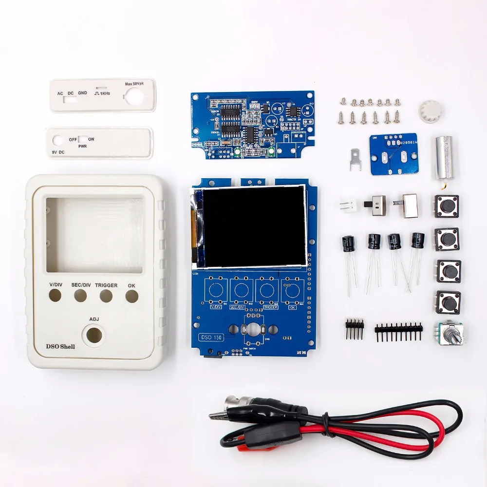 

Exclusive!!! Orignal Tech DS0150 15001K DSO-SHELL (DSO150) DIY Digital Oscilloscope Kit With Housing case box Free Shipping