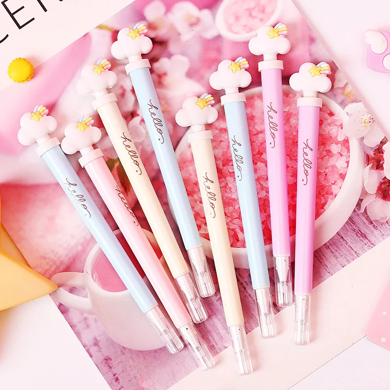 

1pcs 0.5mm Creative Cute Cloud Lighting Gel Pen Korean kawaii Stationery supplies lovely students black ink for school supplies