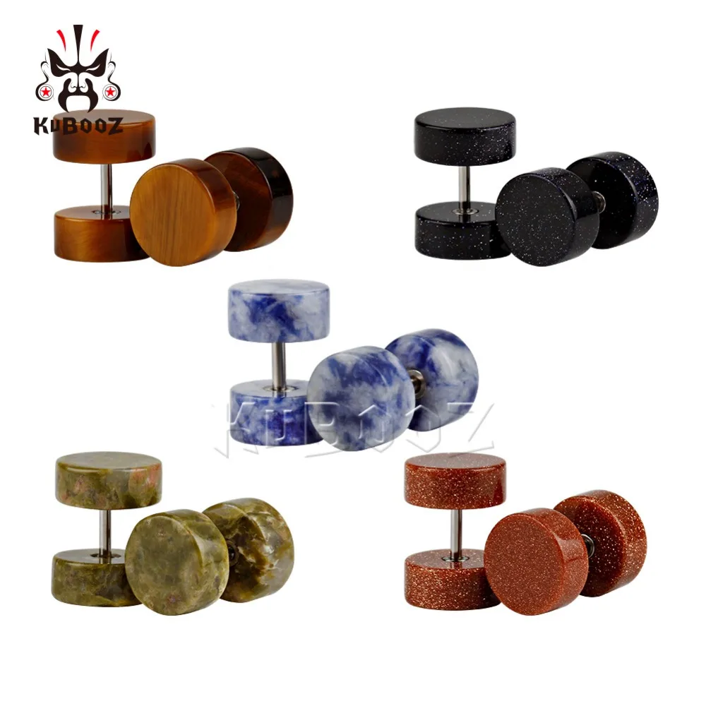 

Wholesale Price Stone Fake Ear Plugs Tunnels Piercing Body Jewelry Earrings Gauges Expanders Stretchers 5 Colors 16PCS