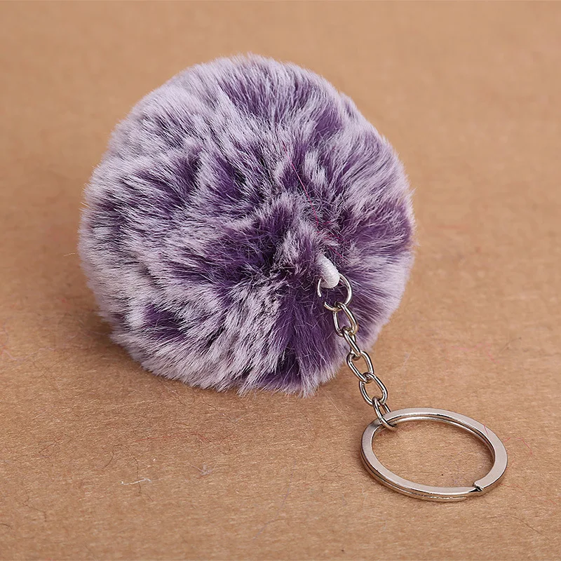 

Fashion Double Color Faux Rex Rabbit Fur Ball Key Chain Ring Woman Bag Charms Car Keychain Pompom Keyring Party Trinket Gift