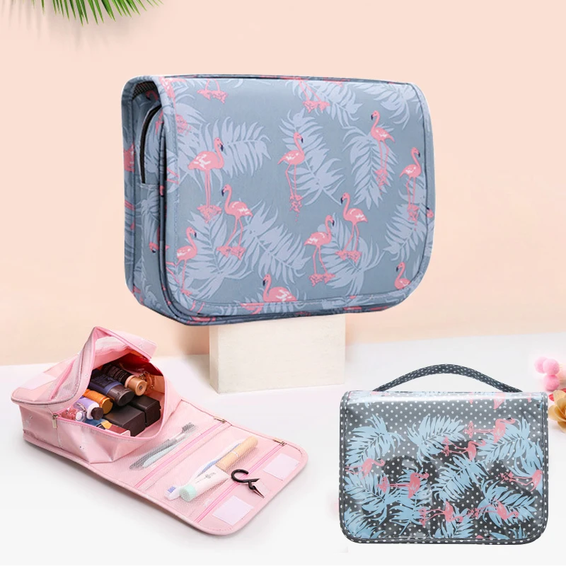 QEHIIE Cosmetic Bag Suspension Collection Travel Makeup Bag Organizer Women Beautician Flamingo Toilet bag Cosmetics Bags