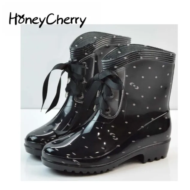 

Non-slip Boots, Spring And Autumn Fashion, Korean Leopard, Bow, Sweet Rubber Shoes, Women's Water Shoes