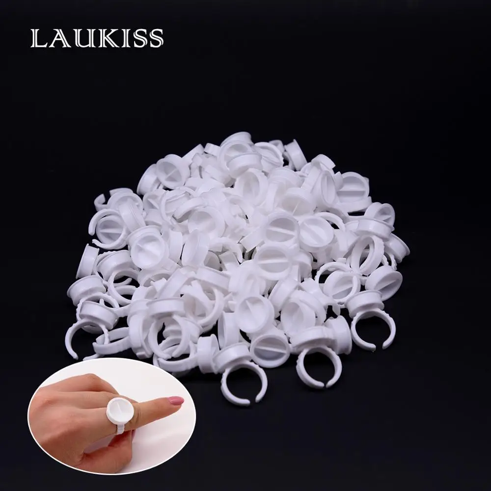 

100pcs/pack Glue Ring for Eyelashes Extension Disposable False Eyelash Glue Holder Rings Pallet Adhesive Set Tattoo Pigment Lash