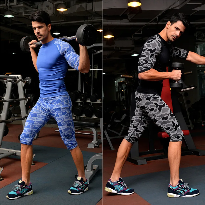

New 2019 Summer Camouflage Compression Wild leopard men shape comfortable breathable quick-drying GYM Pro sports Running Tights