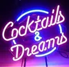 Custom Cocktails And Dreams Glass Neon Light Sign Beer Bar