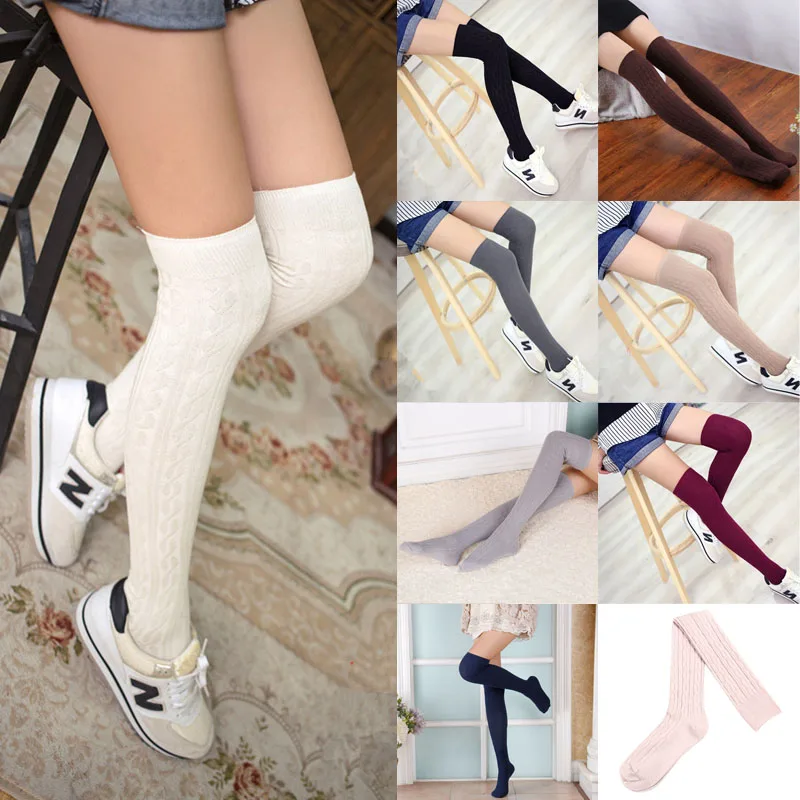 Женские Модные трикотажные чулки выше колена с спиральным узором|thigh stockings|fashion
