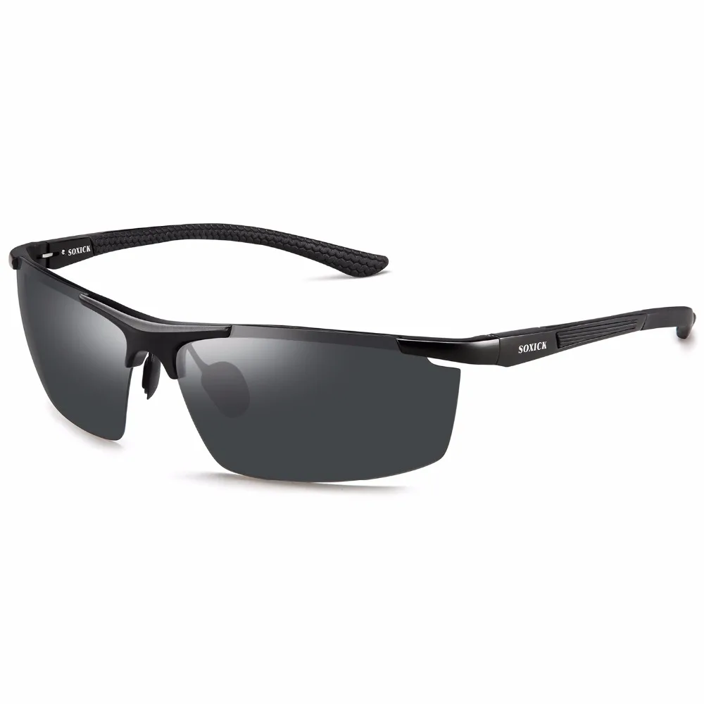 SOXICK Polarized Mens Womens Sunglasses,UV400 Metal Fashion Driving Sports Black