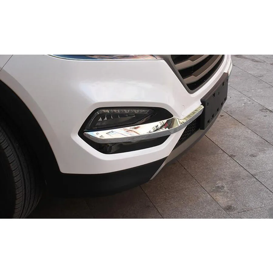 Хромированный серебристый ABS автомобильный передний бампер вниз влево/вправо противотуманный светильник полоски для век накладка наклейка для hyundai Tucson 15 16 Стайлинг