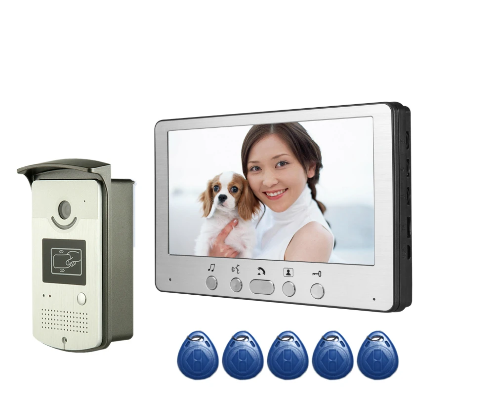 Monitor de Vídeo Porteiro com Fio de Vídeo Campainha da Porta Sistema de Controle de Acesso Smartyiba ''polegadas Telefone Intercom Rfid 1 Monitor Câmera Mod. 172105 4 High Quality Segurança e Proteção
