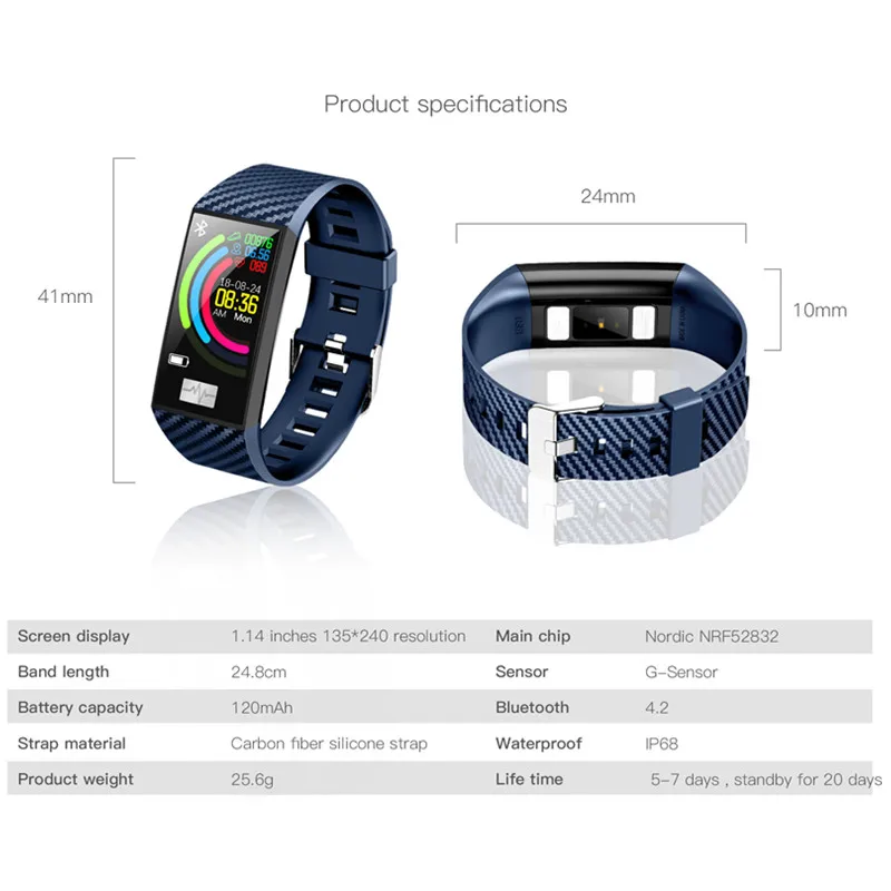 Большие умные часы с сенсорным экраном кровяное давление сердечный ритм ЭКГ фитнес-браслет VS ID115 M3 QW16 Smartband VS band 4 pulsera actividad