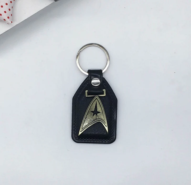 

2018 Custom Men Leather Anime Key Chain Star Trek Keychain Metal Car Key Ring Key Holder Jewelry Gift Souvenirs