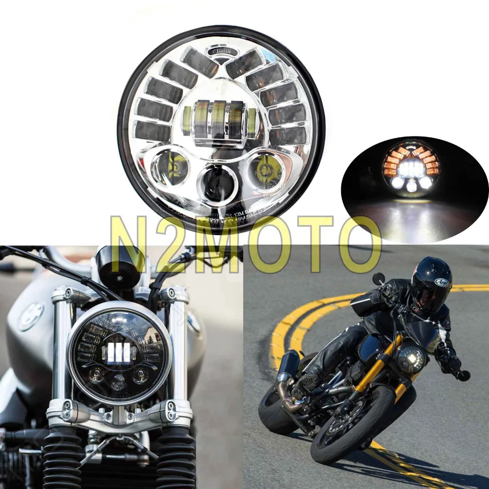 DYNAFIT 7" Inch LED Headlight Projector Motorcycle Fit For Harley Dyna Cafe Racer Bobber 