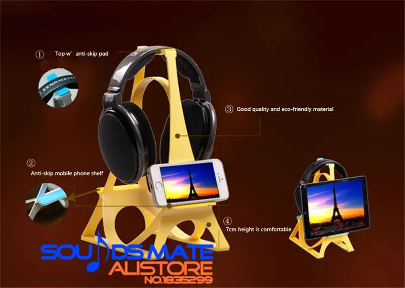 Tower Shaped On Ear Over Ear Around Ear Headphone Display Stand Holder With Phone Shelf