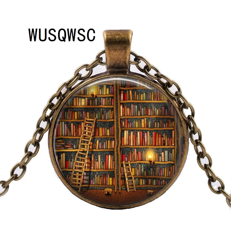 WUSQWSC مكتبة خزانة قلادة خمر نمط هدية للطلاب المعلم و مكتبة قلادة ، كتاب قديم