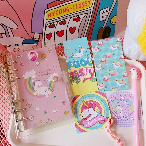 

1pcs New diary book PVC shell notebook cute unicorn travel diary plan notebook girl heart pink notebook diary diary A5