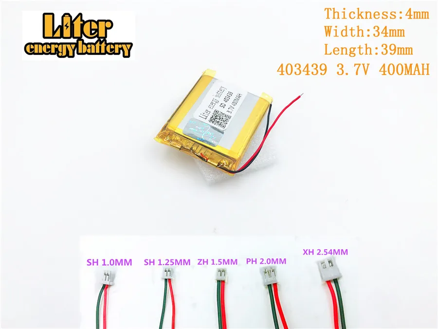 400 мАч 3 7 в 403439 полимерная аккумуляторная батарея для вилка dvr GPS mp3 mp4 mp5 литий