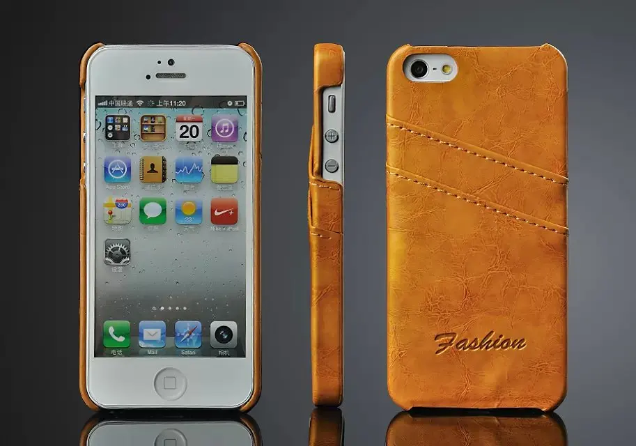 Модный, для iPhone SE бизнес Капа fundas кожаный чехол-накладка для Apple iPhone 5S 5G Задняя батарея корпус с держатель для карт