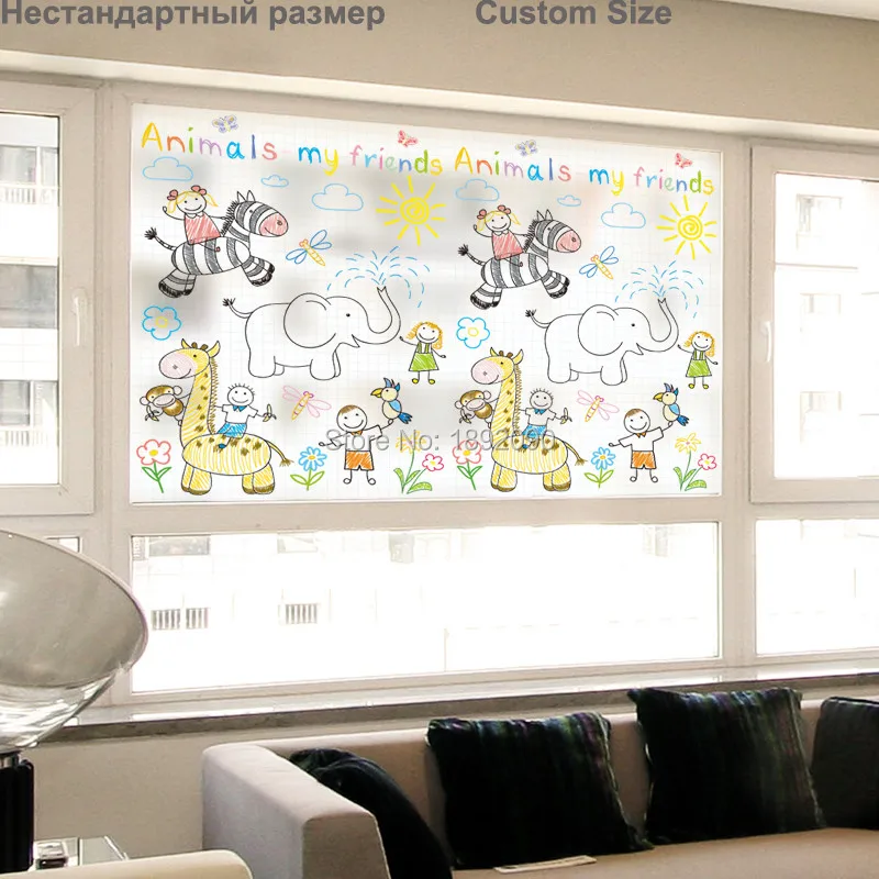 Custom Size Stained Static Cling Window Film Privacy Etched Home Decor