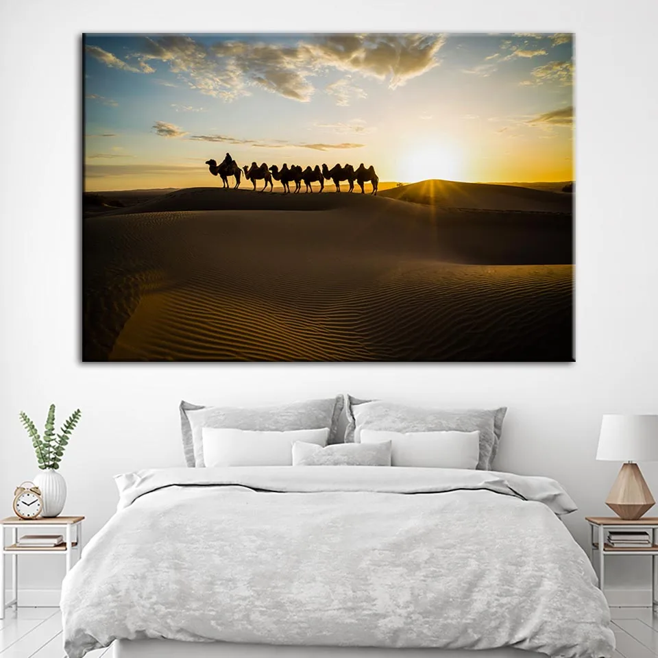 Canvas Painting Wall Artwork Pictures Desert Camel Poster Printed Home Decoration Landscape For Living Room Modular Framework | Дом и сад