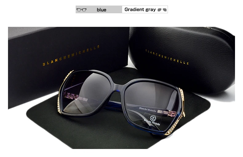 Blanche Michelle High Quality Oversized Polarized Sunglasses Women UV400 oculos de sol Gradient Driving Sun Glasses With Box big sunglasses for women
