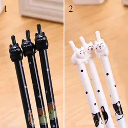 Черный, белый цвет Cat Милая гелевая ручка 0,38 мм мультфильм Kawaii обычные ручки для детей подарок для девочек письменные принадлежности