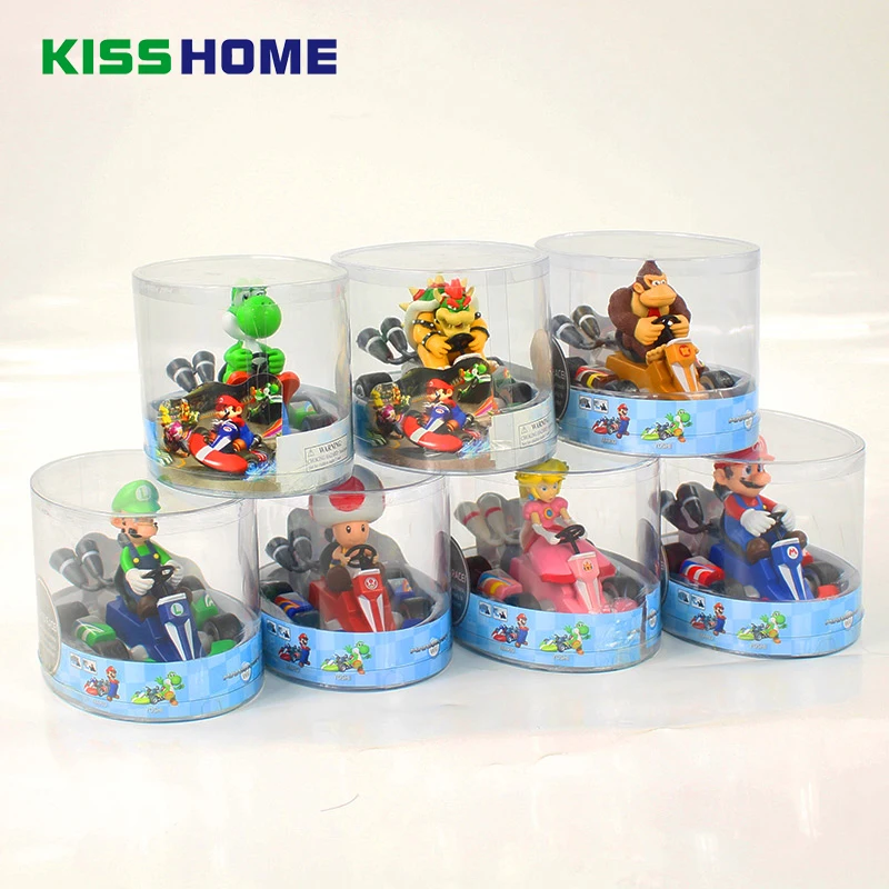 

Super Mario Bros Go-kart Figures 13cm Anime Luigi Dinosaurs Donkey Kong Bowser Kart Pull Back Car Home Decoration Birthday Gift